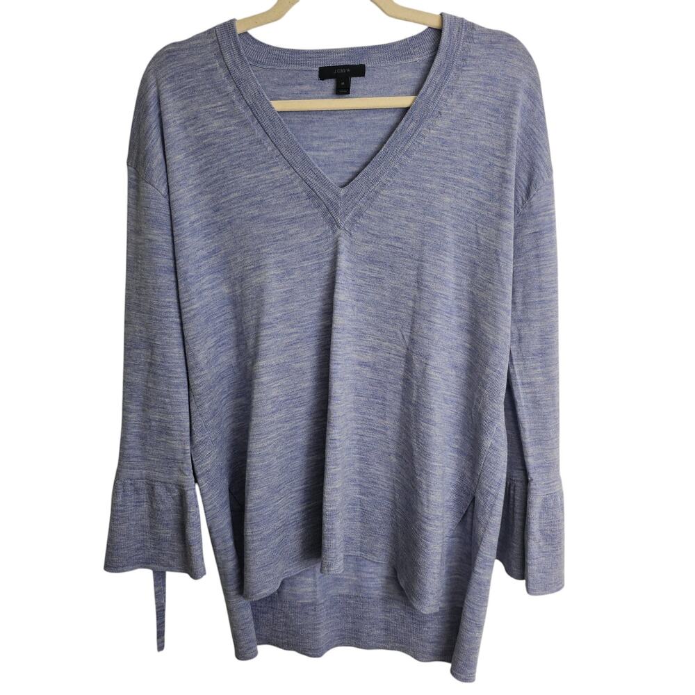 J. Crew Womens Merino Wool V-Neck Sweater Size M Classic Preppy Quiet Luxury
